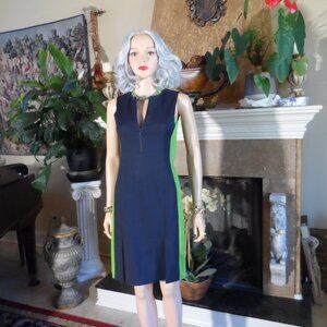 Akris Punto for Bergdorf Goodman Black & Lime Green Sheath Dress Size US 2